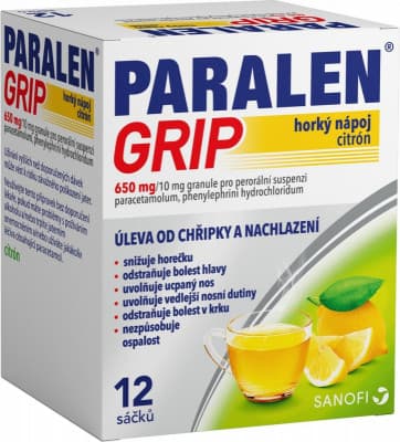 PARALEN GRIP HORKÝ NÁPOJ CITRÓN POR 650MG/10MG POR GRA SUS 12