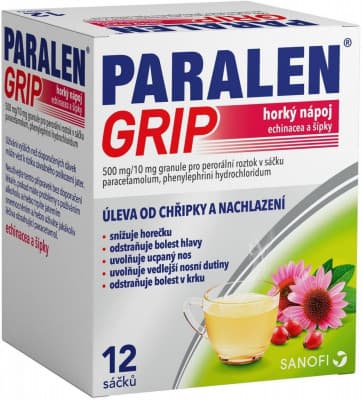 PARALEN GRIP HORKÝ NÁPOJ ECHINACEA A ŠÍPKY POR 500MG/10MG POR GRA SOL SCC 12
