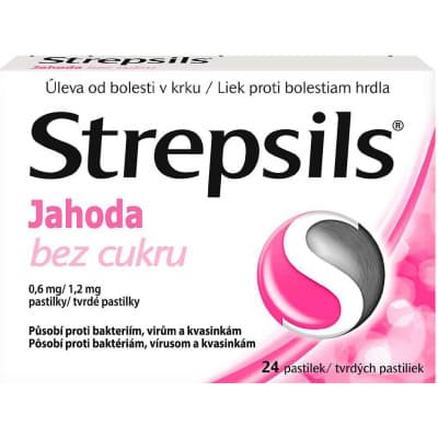STREPSILS JAHODA BEZ CUKRU ORM 0,6MG/1,2MG PAS 24