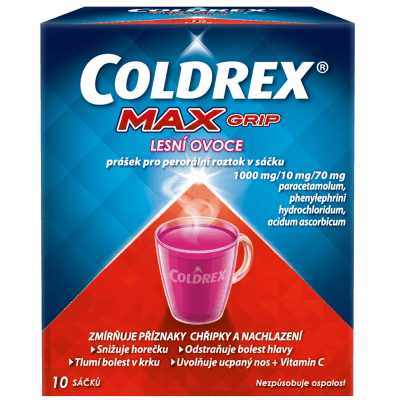 COLDREX MAXGRIP LESNÍ OVOCE POR 1000MG/10MG/70MG POR PLV SOL SCC 10 II