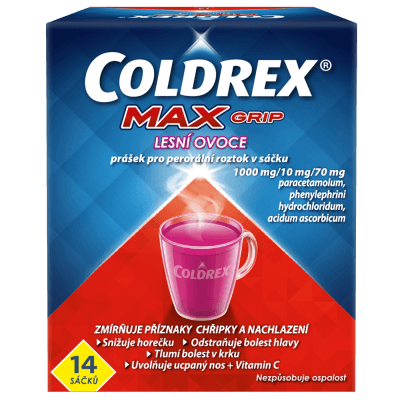 COLDREX MAXGRIP LESNÍ OVOCE POR 1000MG/10MG/70MG POR PLV SOL SCC 14 II