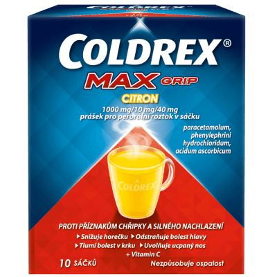 COLDREX MAXGRIP CITRON POR 1000MG/10MG/40MG POR PLV SOL SCC 10 I