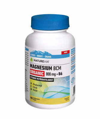 NatureVia Magnesium Organic BCM 800mg +B6 90 kapslí