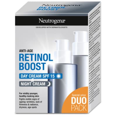Neutrogena Retinol Boost denní pleťový krém Retinol Boost Day Cream SPF15 50 ml + noční pleťový krém Retinol Boost Night Cream 50 ml dárková sada