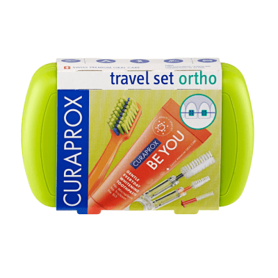 Curaprox Travel set zelený 2 ks zubních kartáčků + zubní pasta 10 ml dárková sada