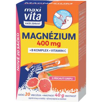 Maxi Vita Magnézium 400 mg + B komplex + vitamin C, 20 sáčků