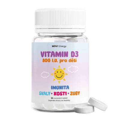 MoviD3k vitamin D3 pro děti 800 I.U. 90 tablet s příchutí pomeranče