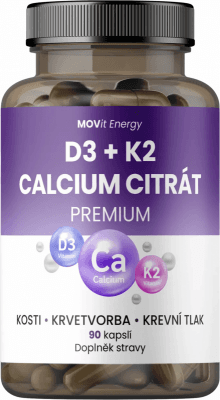 MOVit Vitamin D3 1000 IU + K2 75 mcg + Vápník Citrát 90 kapslí