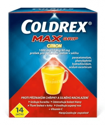 COLDREX MAXGRIP CITRON POR 1000MG/10MG/40MG POR PLV SOL SCC 14 II