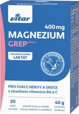 Vitar Magnézium 400mg+vit.B6+vit.C grep sáč.20x2g