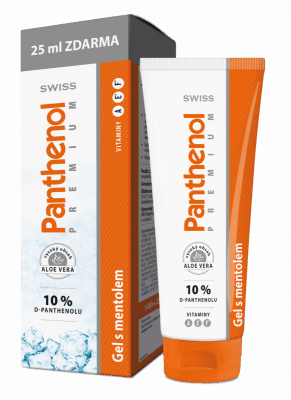 Swiss Premium Panthenol 10% chladivý gel s mentolem pro hydrataci podrážděné pokožky 125 ml