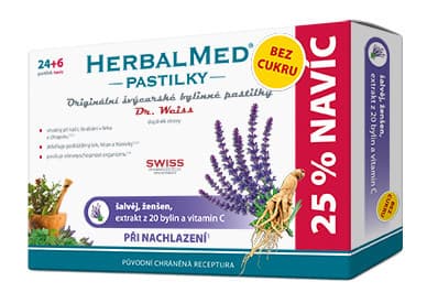 Herbalmed pastilky Dr.Weiss šalvěj ženšen a vitamin C 30 tablet