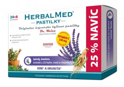 Herbalmed pastilky Dr.Weiss šalvěj ženšen a vitamin C 30 tablet