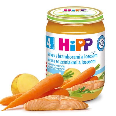 HiPP BABY Mrkev s bramborami a lososem 190g