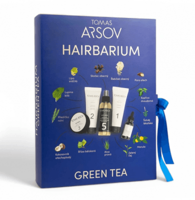 TOMAS ARSOV Hairbarium Green Tea šampon 250 ml + kondicionér 250 ml + maska 100 ml + olej 50 ml + vlasová voda 200 ml