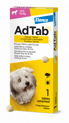 AdTab 112mg žvýkací tablety pro psy >2.5-5.5kg 1ks
