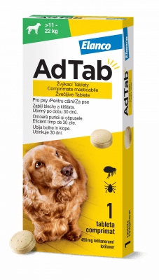 AdTab 450mg žvýkací tablety pro psy >11-22kg 1ks